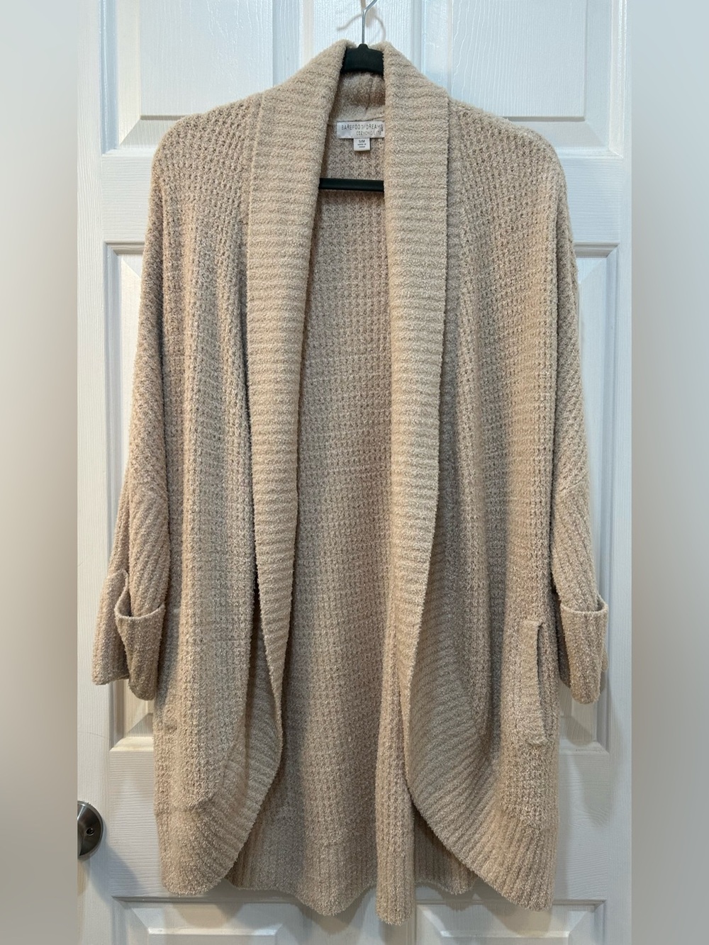 Barefoot Dreams CozyChic Lite Circle Cardigan in Mink Beige Size M Cottage Boho